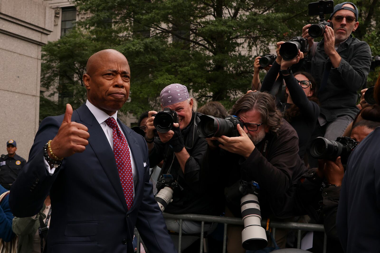 New York City mayor Eric Adams departs Manhattan federal court after an appearance, Friday, Sept. 27, 2024, in New York. (AP Photo/Yuki Iwamura)