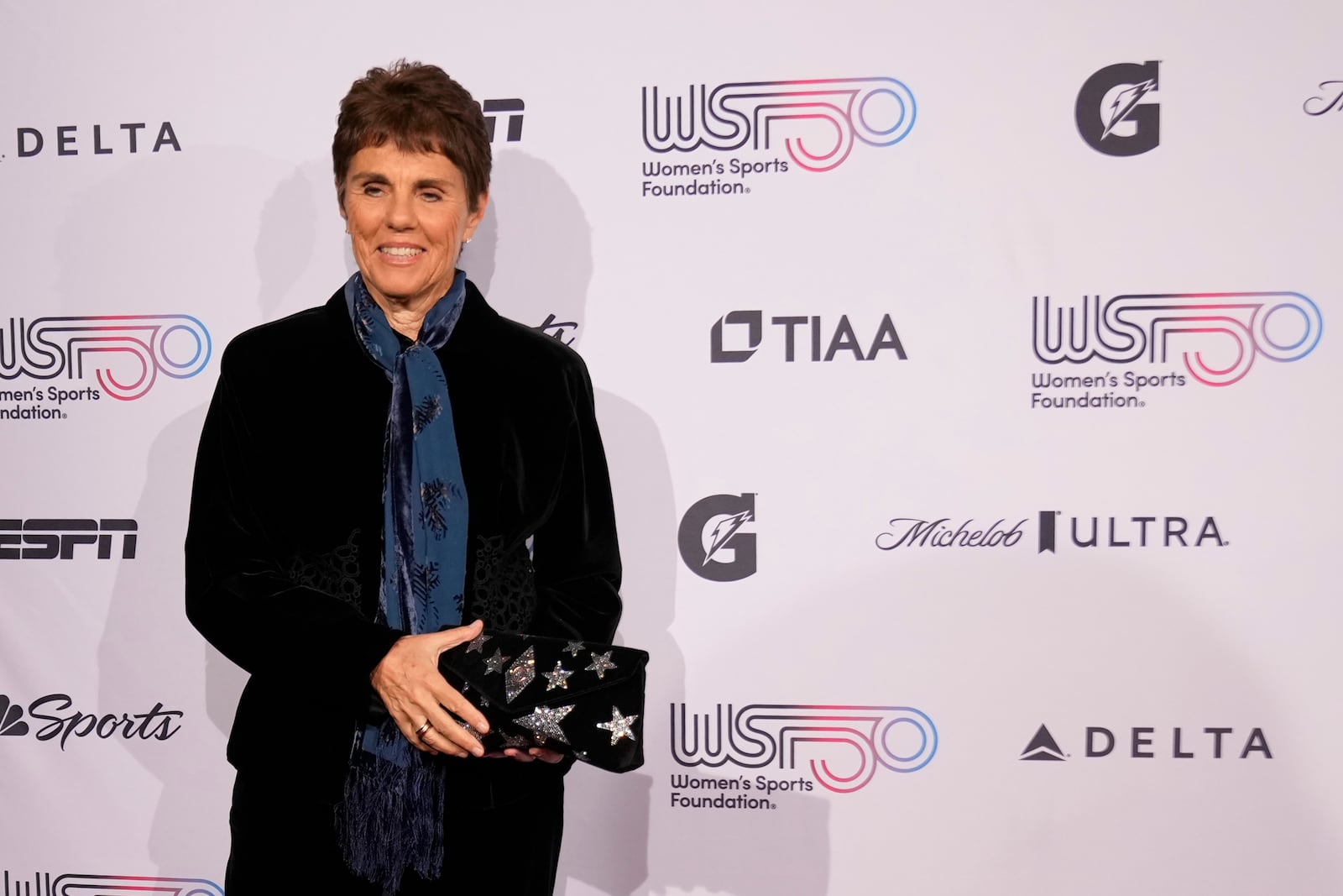 Ilana Kloss poses for photos on the red carpet at the Women's Sports Foundation's Annual Salute to Women in Sports, Wednesday, Oct. 16, 2024, in New York. (AP Photo/Pamela Smith)