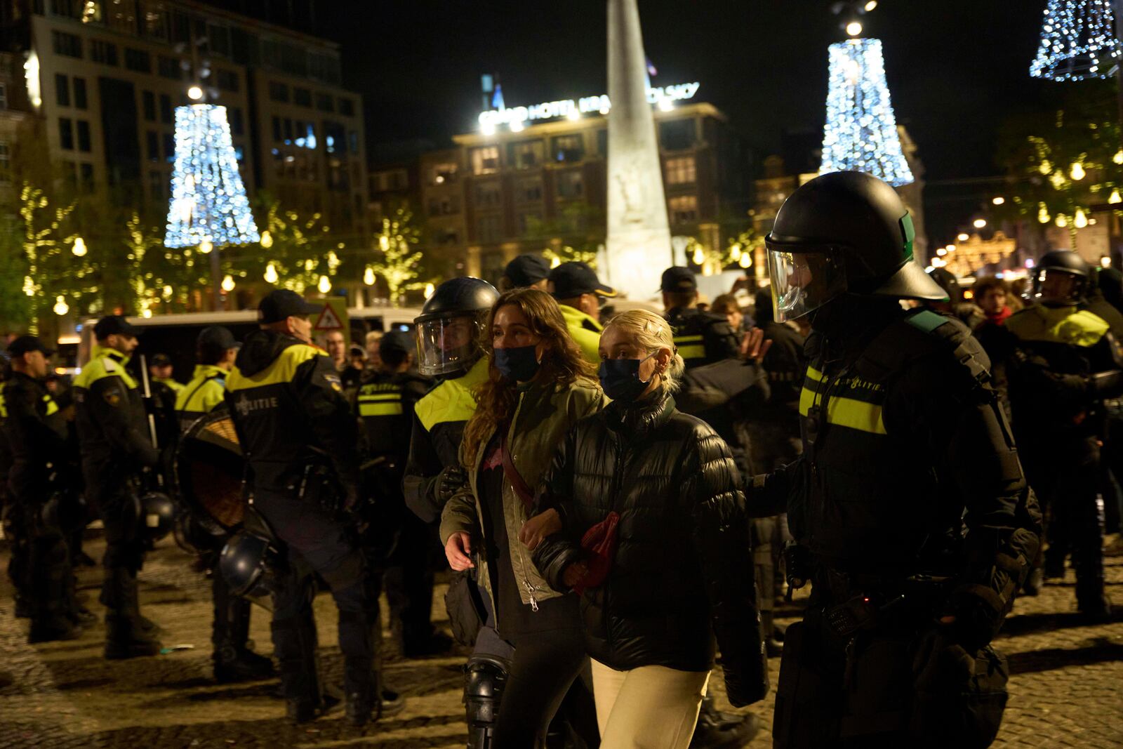 Pro-Palestinian protestors are arrested by police at a demonstration in Amsterdam, Netherlands, Wednesday, Nov. 13, 2024. (AP Photo/Bram Janssen)