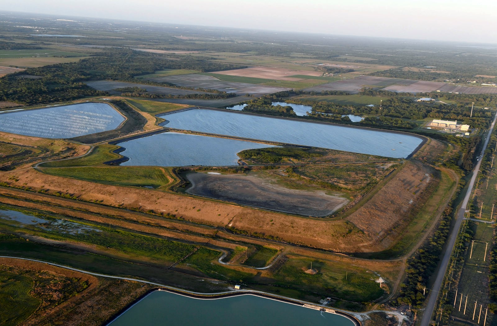 FILE - A reservoir near the old Piney Point phosphate mine is seen in Bradenton, Fla., on April 3, 2021. (Tiffany Tompkins/The Bradenton Herald via AP, File)