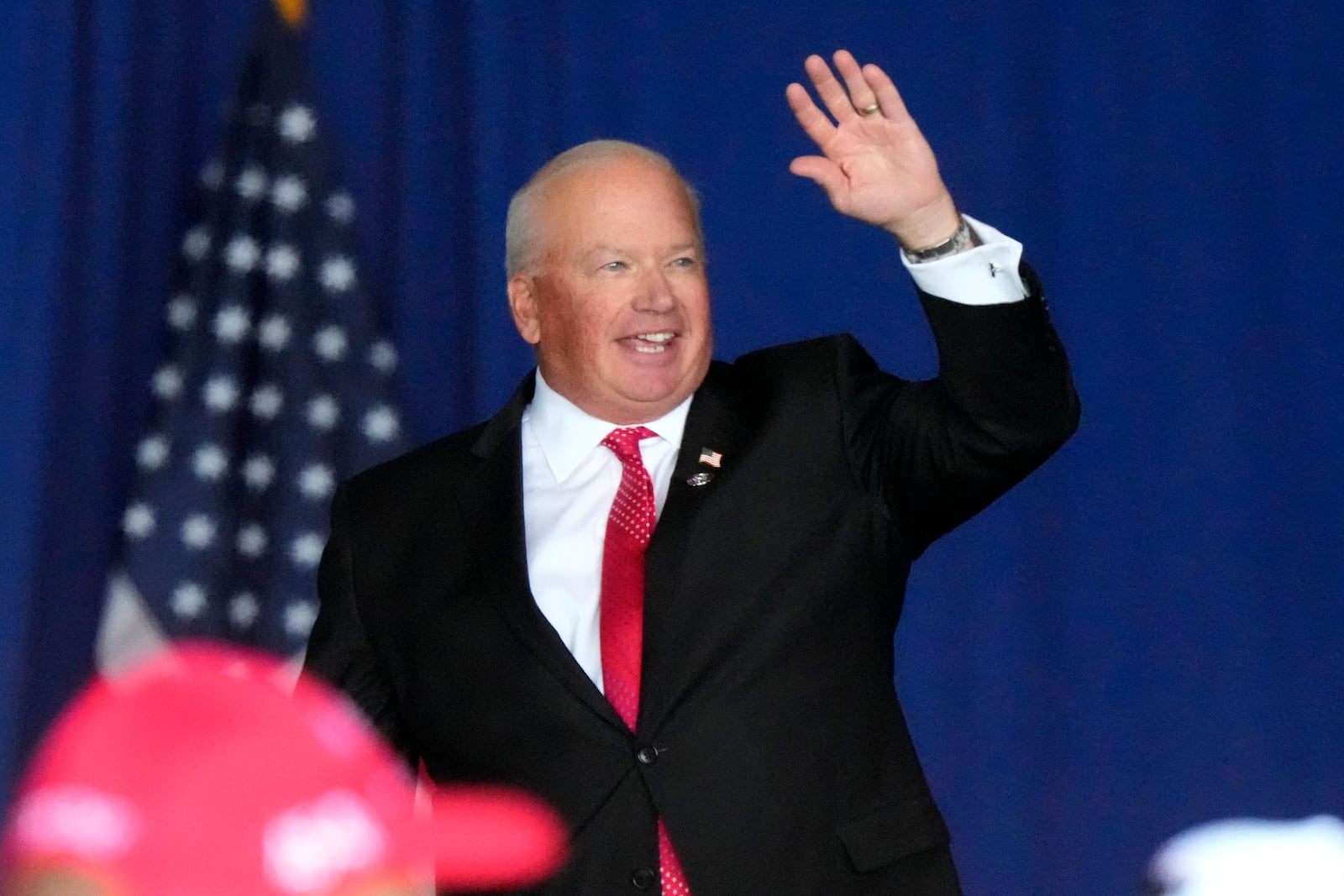 Rep. Scott Fitzgerald, R-Wis., attends a campaign rally for Republican presidential nominee former President Donald Trump at the Dodge County Airport Sunday, Oct. 6, 2024, in Juneau, Wis. (AP Photo/Morry Gash)