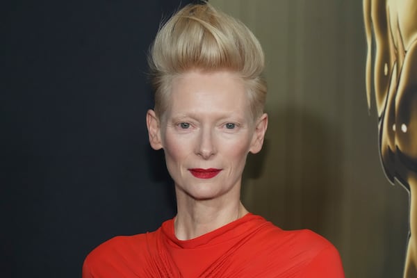 Tilda Swinton arrives at the 15th Governors Awards on Sunday, Nov. 17, 2024, at The Ray Dolby Ballroom in Los Angeles. (Photo by Jordan Strauss/Invision/AP)