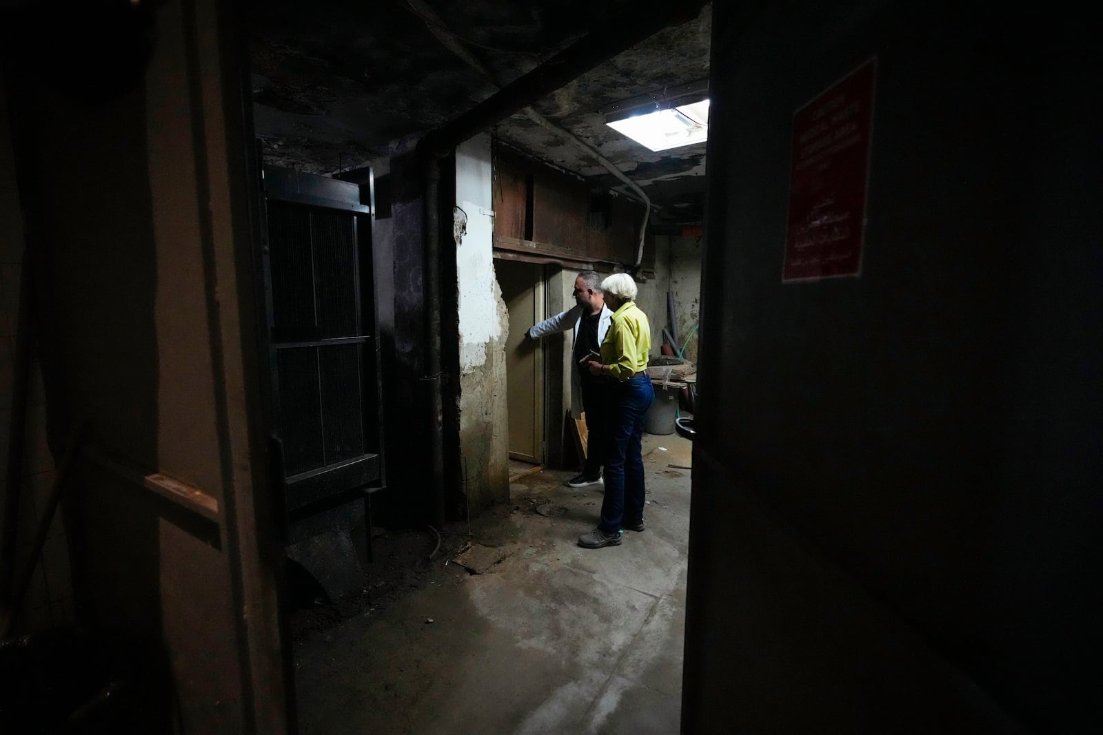 Journalists take a tour inside Sahel General Hospital, in Dahiyeh, Beirut, Lebanon, Tuesday, Oct. 22, 2024. (AP Photo/Hassan Ammar)