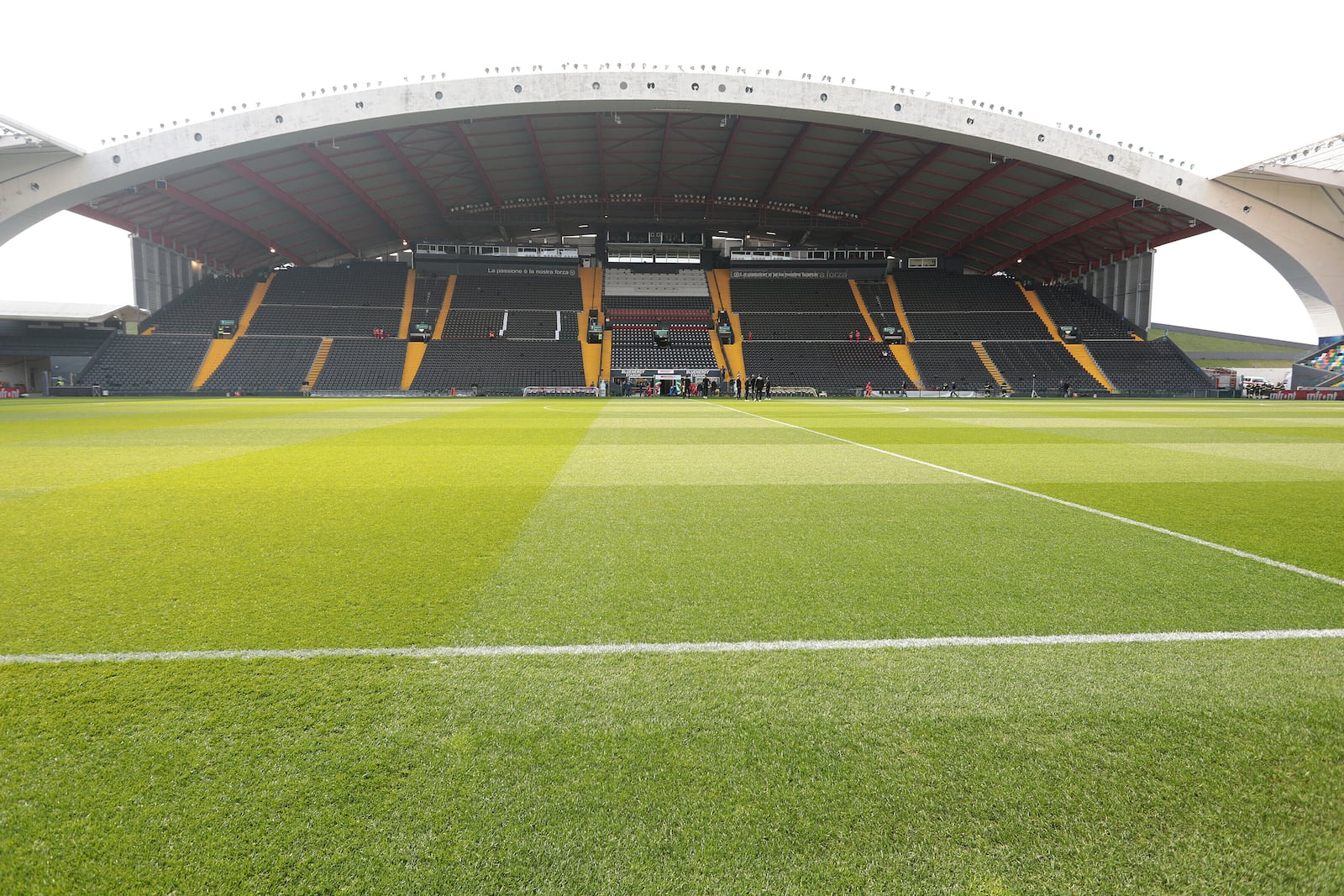 A view of the Stadio Friuli, in Udine, Italy, March 16, 2024, where the Nations League soccer match between Italy and Israel will be held on Monday, Oct. 14, 2024. (Andrea Bressanutti /LaPresse via AP)