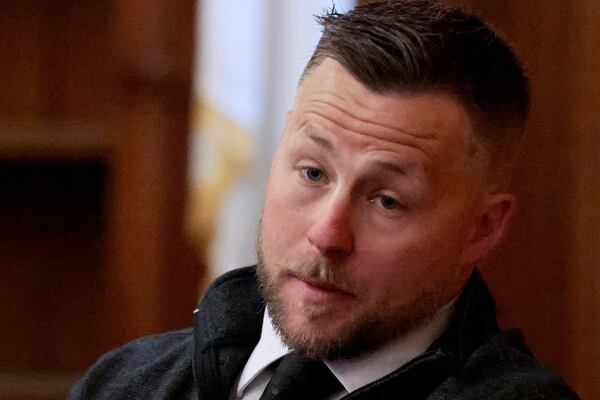 Ryan Nagel takes the witness stand, in Dedham, Mass., during the Karen Read trial on Monday May 5, 2025, in Dedham, Mass. (Pat Greenhouse/The Boston Globe via AP, Pool)