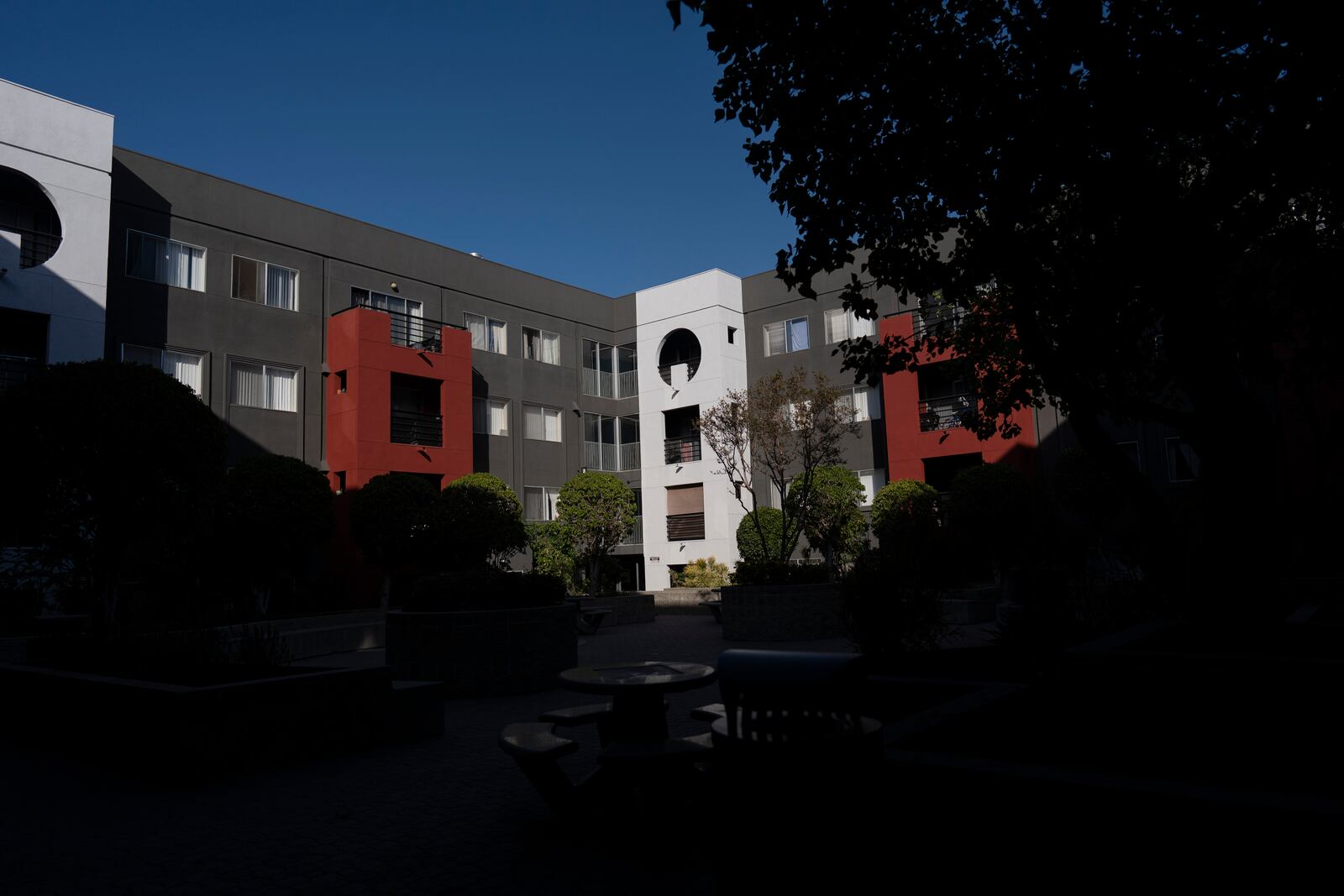 A general view of Hillside Villa, where Marina Maalouf is a longtime tenant, is seen in Los Angeles, Wednesday, Sept. 18, 2024. (AP Photo/Jae C. Hong)