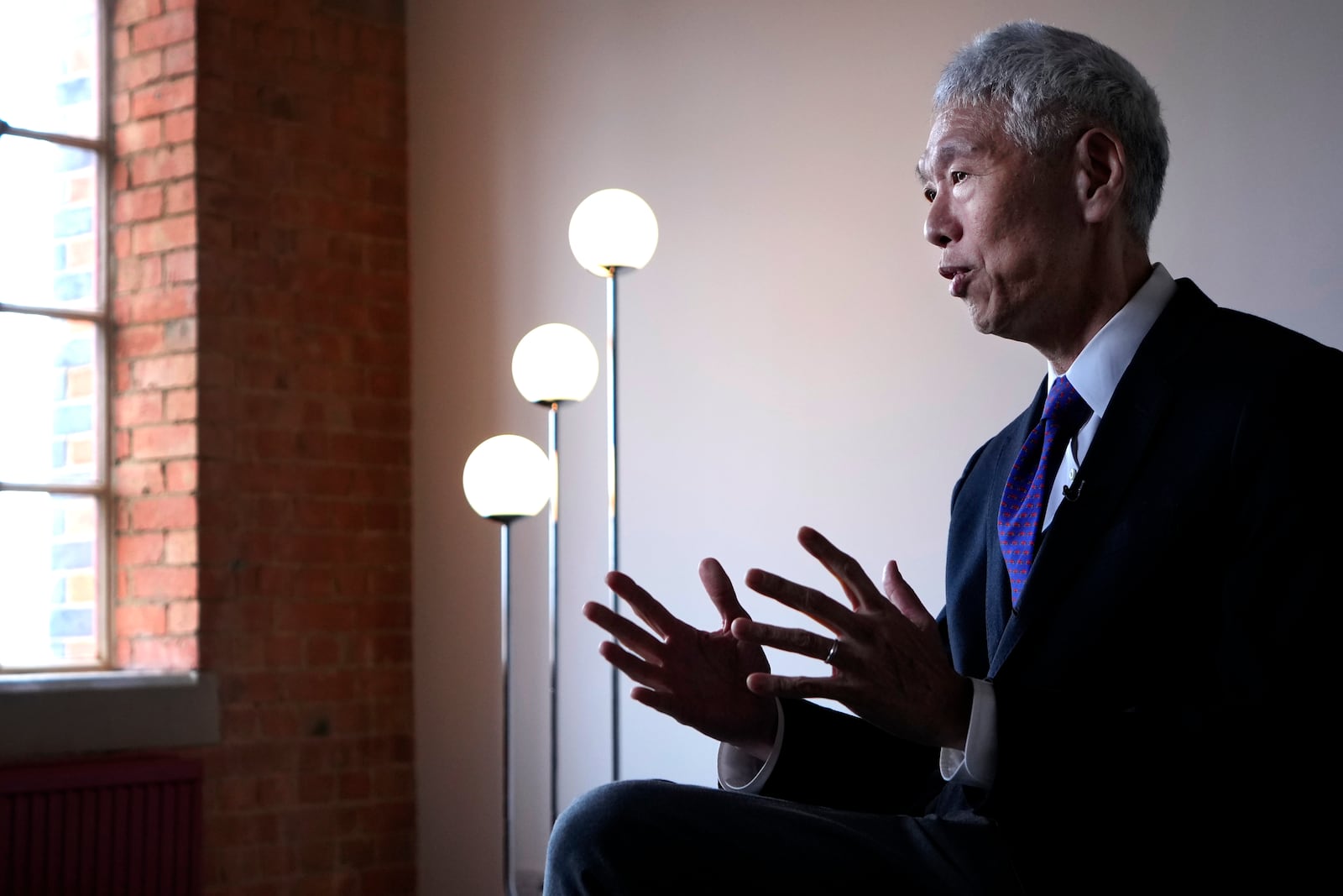 Lee Hsien Yang, who has been granted political asylum in the UK from what he called persecution in Singapore, as he is interviewed by Associated Press in London, Monday, Oct. 28, 2024. (AP Photo/Kirsty Wigglesworth)