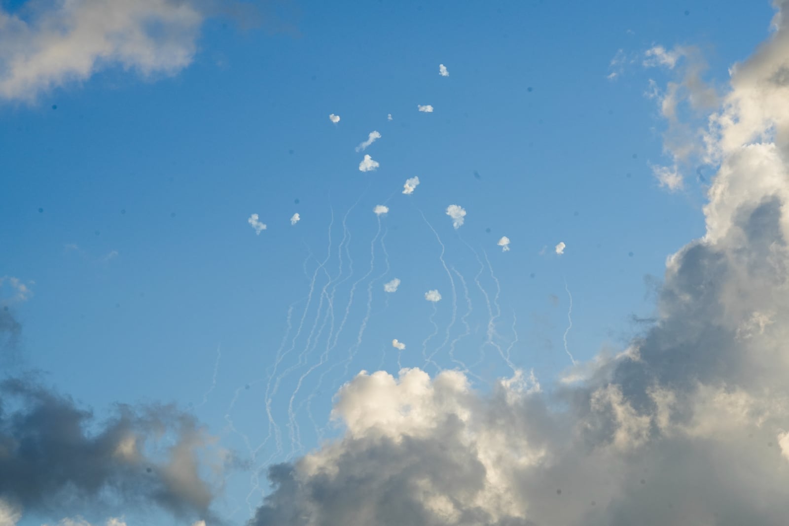 Israeli Iron Dome air defense system fires to intercept rockets that were launched from Lebanon, in northern Israel, Sunday, Sept. 22, 2024. (AP Photo/Baz Ratner)