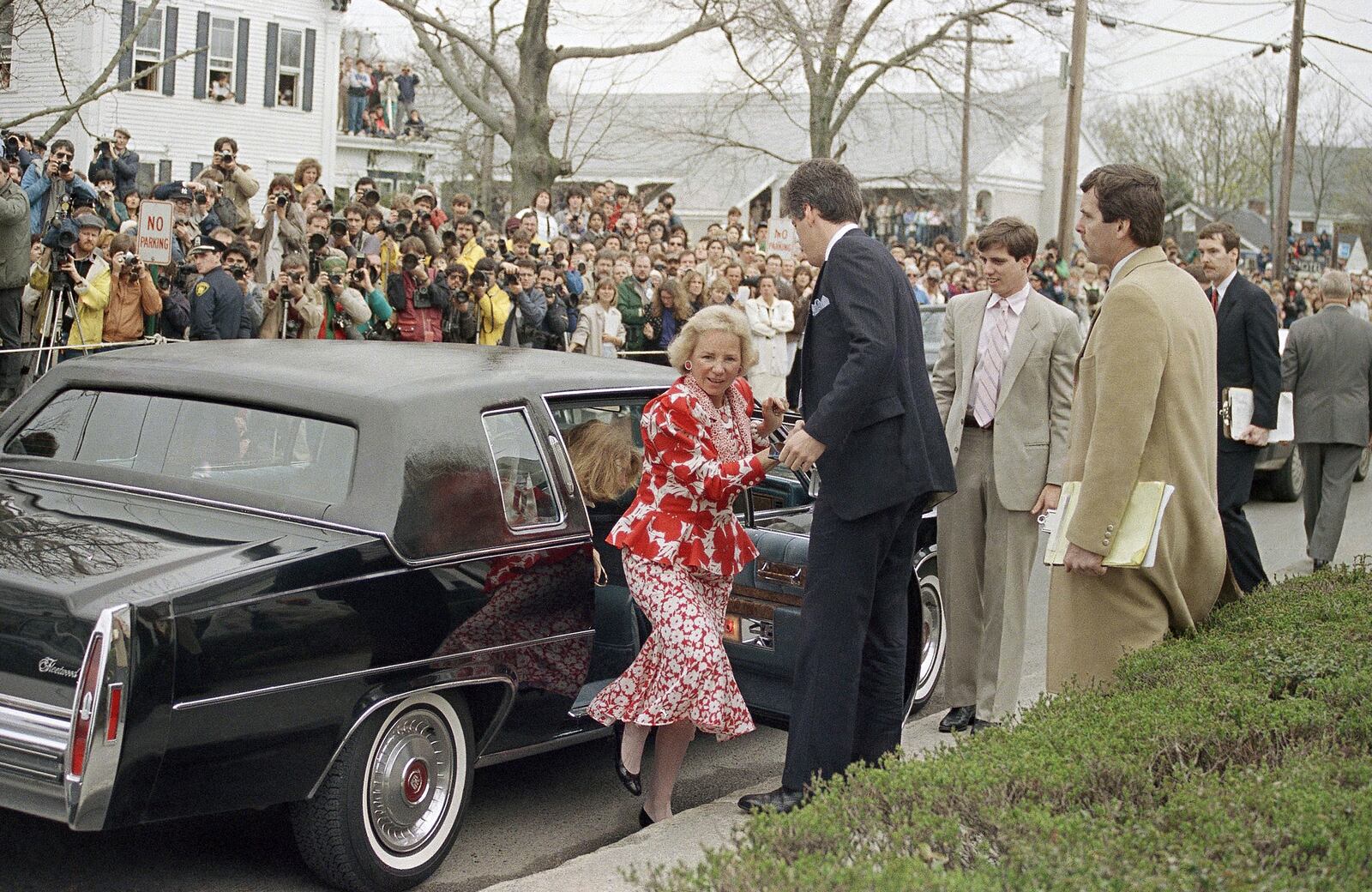 FILE - Mrs. Ethel Kennedy, widow of former Sen. Robert F. Kennedy at the wedding of Maria Shriver Schwarzenegger at St. Francis Xavier church on April 26, 1986, in Hyannis, Mass. (AP Photo, File)