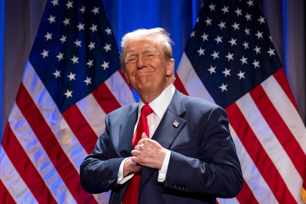 President-elect Donald Trump arrives to speak at a meeting of the House GOP conference, Wednesday, Nov. 13, 2024, in Washington. (AP Photo/Alex Brandon)