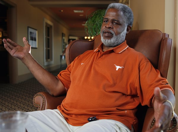 FILE - Former Texas NCAA college football player/Heisman Trophy winner and NFL Hall of Fame member Earl Campbell during an interview June 29, 2007, in Austin, Texas. (AP Photo/Harry Cabluck, File)