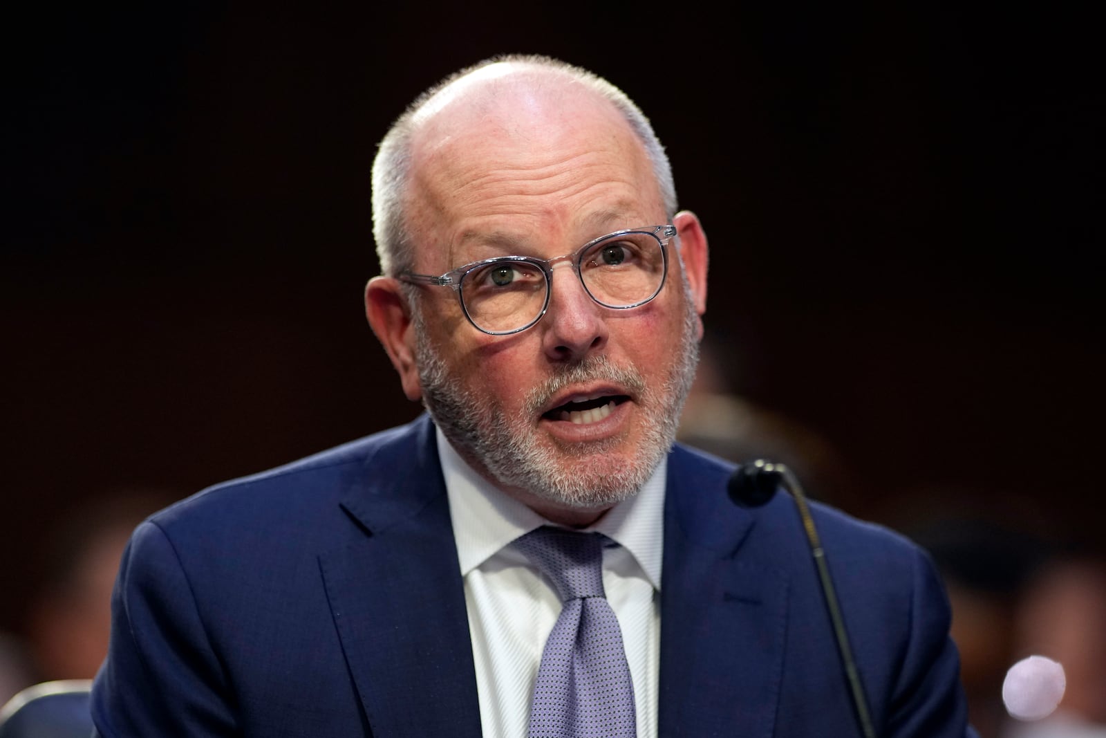 FILE - David Joyner, then-executive vice president and president of pharmacy services at CVS Health, testifies during the Senate Health, Education, Labor, and Pensions Committee hearing on Capitol Hill in Washington, Wednesday, May 10, 2023. (AP Photo/Carolyn Kaster, File)