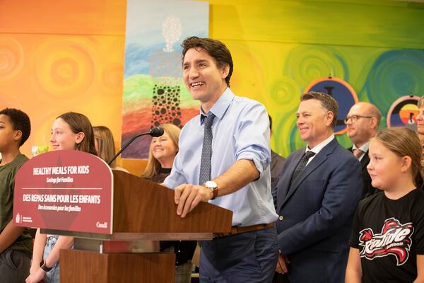 Prime Minister Justin Trudeau speaks at an event in Mount Stewart, P.E.I., Friday, Nov. 29, 2024. (Ron Ward /The Canadian Press via AP)