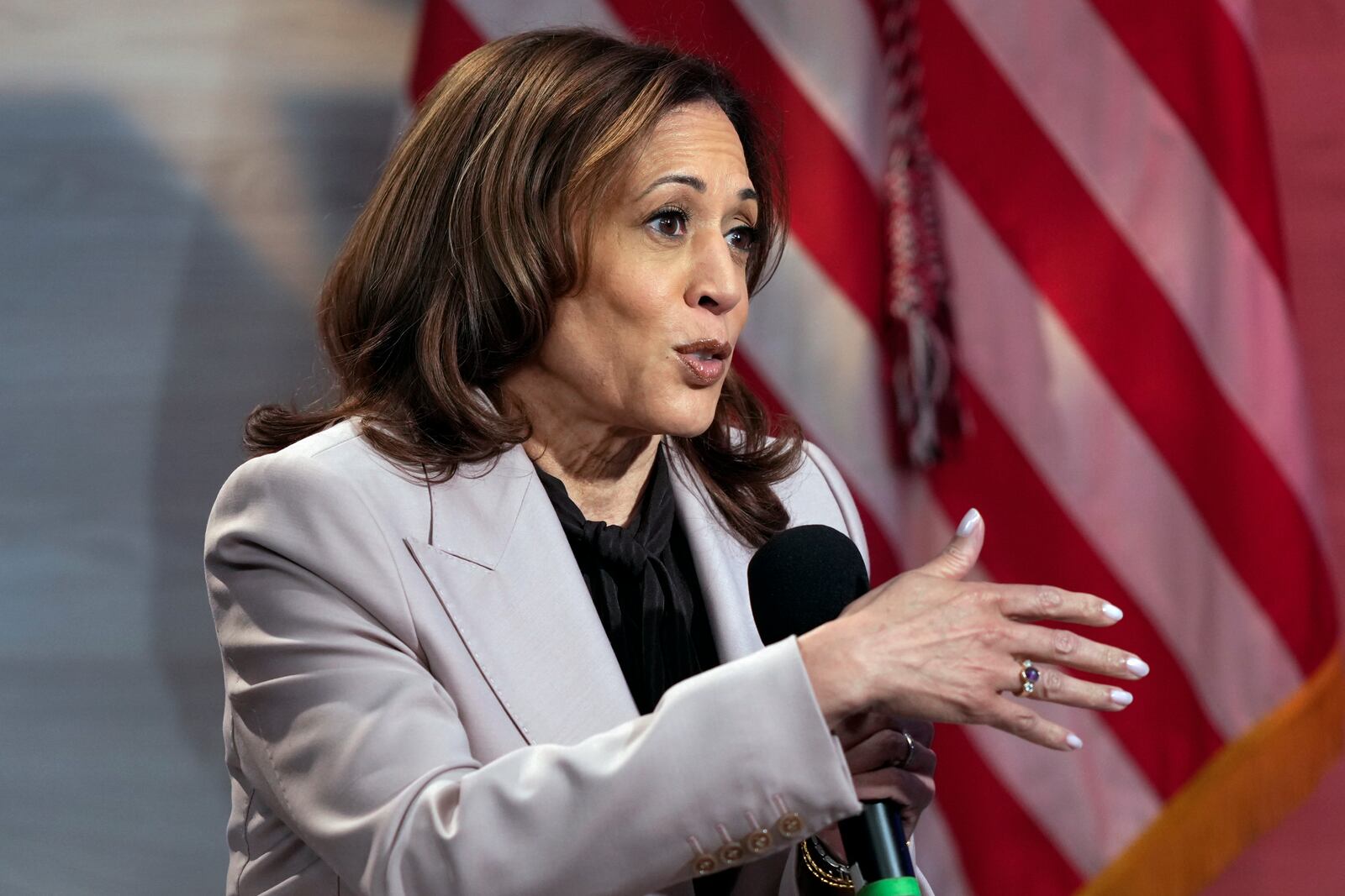 Democratic presidential nominee Vice President Kamala Harris speaks during National Association of Black Journalists forum at WHYY in Philadelphia, Tuesday, Sept. 17, 2024. (AP Photo/Matt Rourke)