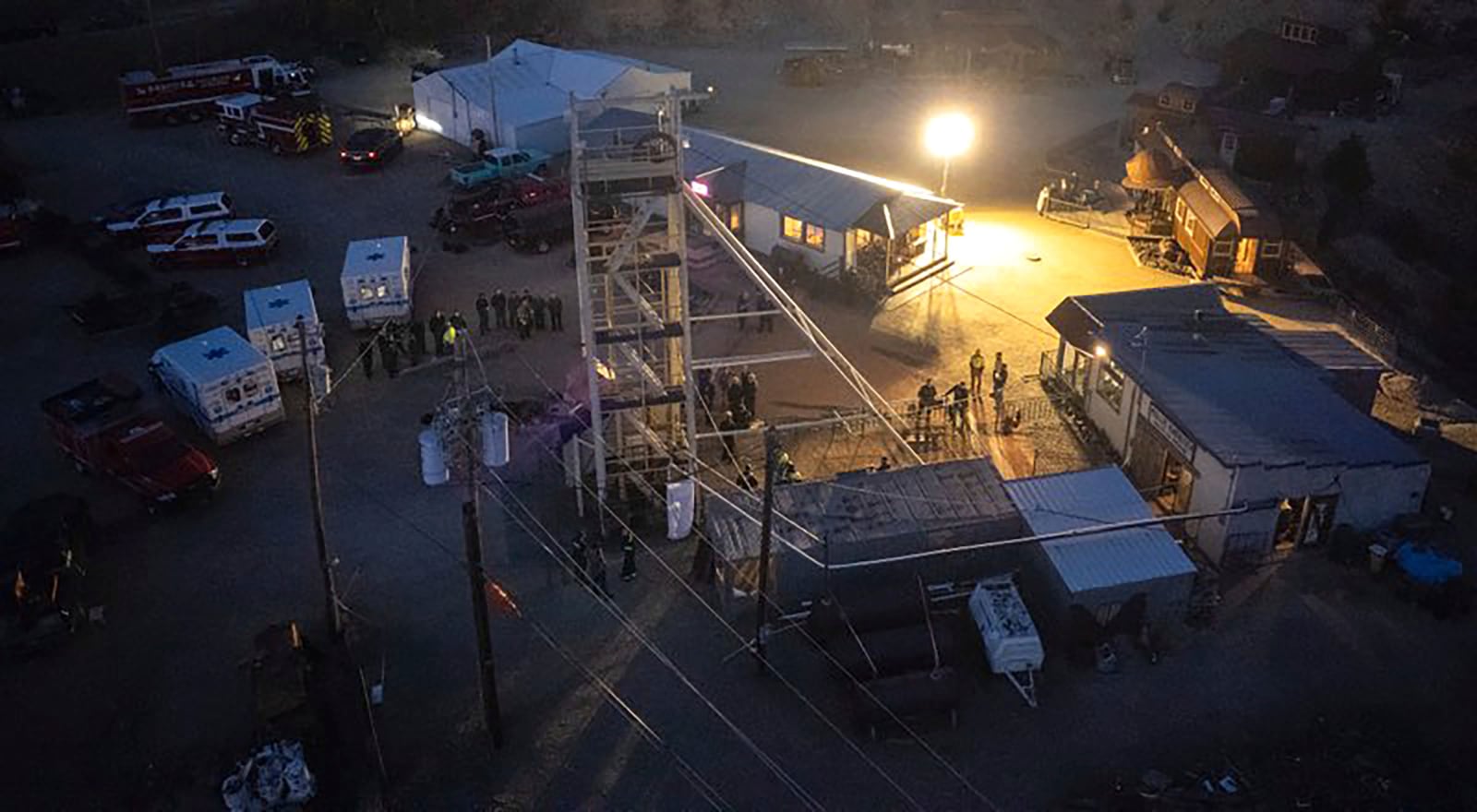 A winch brings up trapped mine visitors Thursday, Oct. 10, 2024, at the Mollie Kathleen Gold Mine in Cripple Creek, Colo. (Arthur Trichett-Wile/The Gazette via AP)