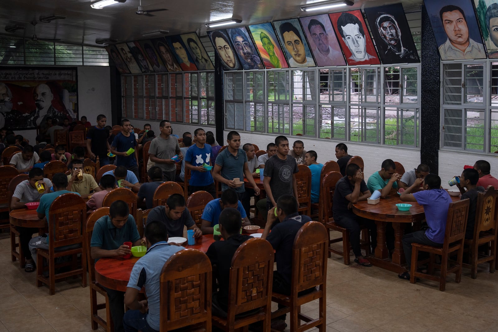 First-year students gather in the dining hall at the Raúl Isidro Burgos Rural Normal School in Ayotzinapa, Guerrero state, Mexico, Sunday, Aug. 25, 2024. (AP Photo/Felix Marquez)