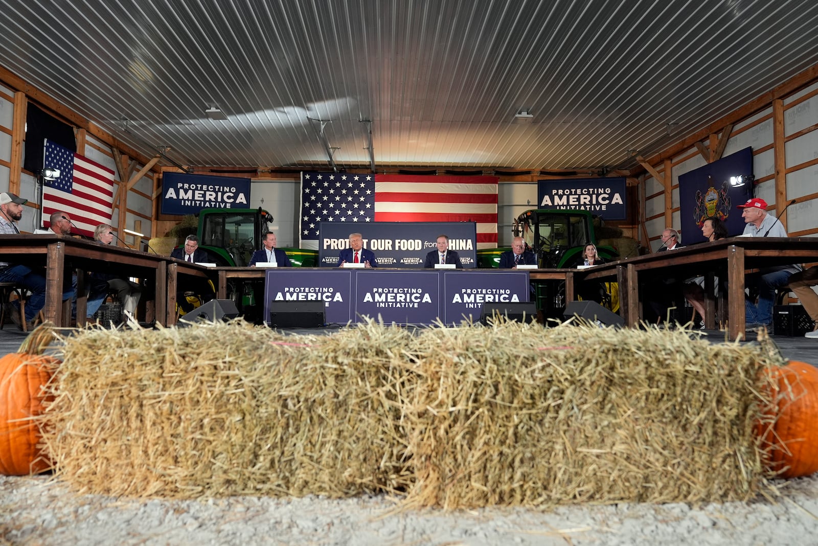 Republican presidential nominee former President Donald Trump speaks at a campaign event at a farm, Monday, Sept. 23, 2024, in Smithton, Pa. (AP Photo/Alex Brandon)