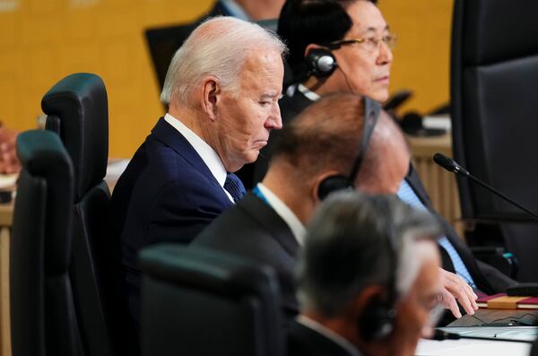 U.S. President Joe Biden attends the APEC Leaders' Informal Dialogue at the APEC Summit in Lima, Peru, Friday, Nov. 15, 2024. (Sean Kilpatrick/The Canadian Press via AP)