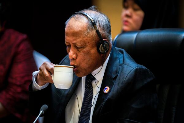 Brunei's Defence Minister II Halbi Bin Mohammad Yussof attends the ASEAN Defence Ministers' informal Meeting in Vientiane, Laos, Wednesday, Nov. 20, 2024. (AP Photo/Anupam Nath)