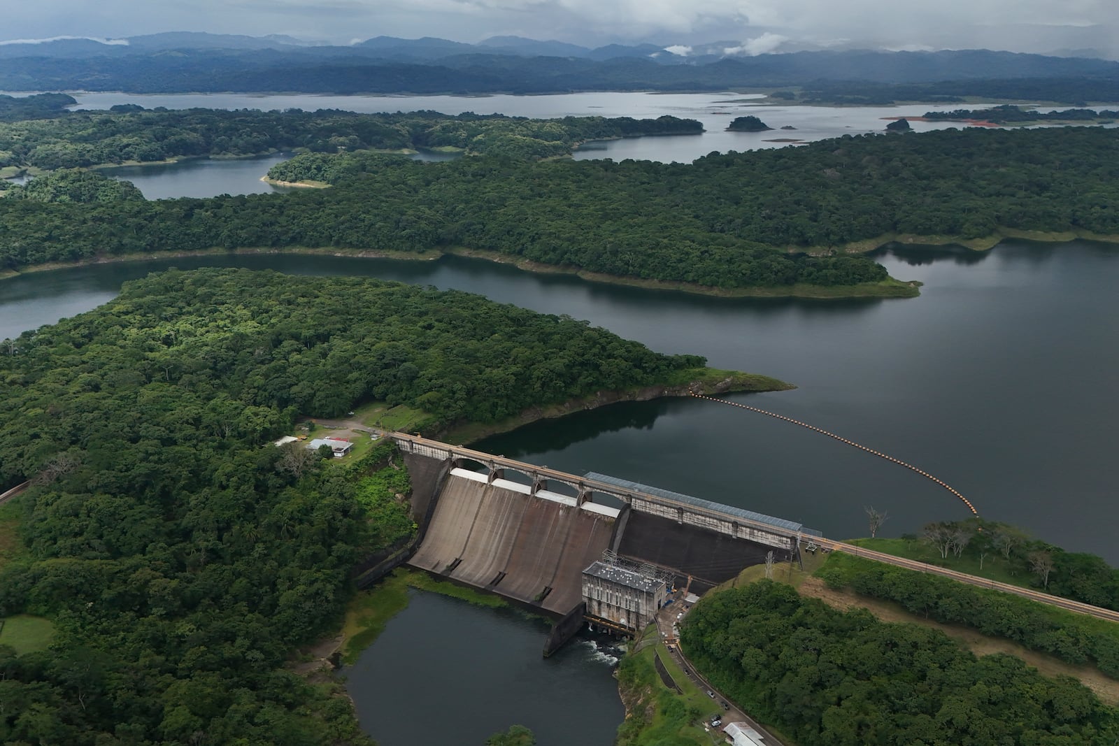 The Panama Canal's Madden Dam stands in Alajuela Lake in Colon, Panama, Monday, Sept. 2, 2024. (AP Photo/Matias Delacroix)