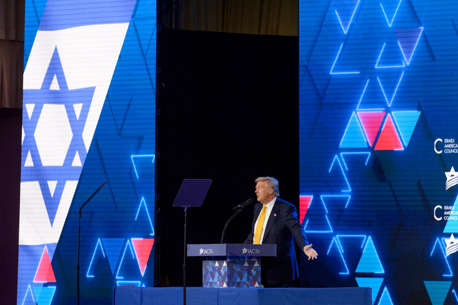 Former President Donald Trump delivers remarks during the Israeli American Council 9th Annual National Summit at the Washington Hilton in Washington, Thursday, Sept. 19, 2024. (AP Photo/Rod Lamkey, Jr.)