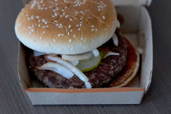 A McDonald's Quarter Pounder sandwich purchased, Wednesday, Oct. 23, 2024, in Chicago. (AP Photo/Charles Rex Arbogast)