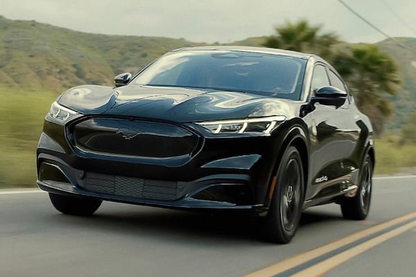 This photo provided by Ford shows the 2024 Mach-E. The Mach-E is sporty to drive and can also go up to an estimated 320 miles on full charge. (Courtesy of Ford Motor Co. via AP)