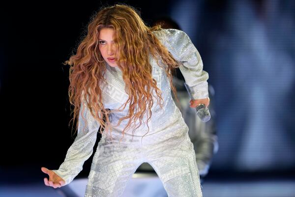 Shakira performs at MetLife Stadium on Friday, May 16, 2025, in East Rutherford, N.J. (Photo by Charles Sykes/Invision/AP)