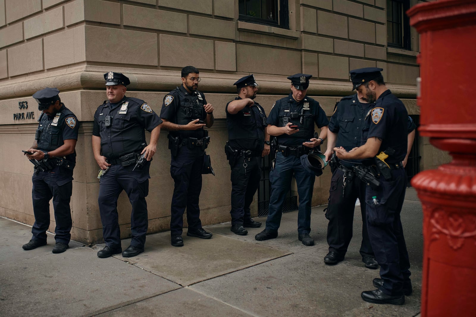 Police stand guard near Prime Minister of Israel, Benjamin Netanyahu's hotel during the 79th session of the United Nations General Assembly, in New York, on Friday, Sept. 27, 2024. (AP Photo/Andres Kudacki)