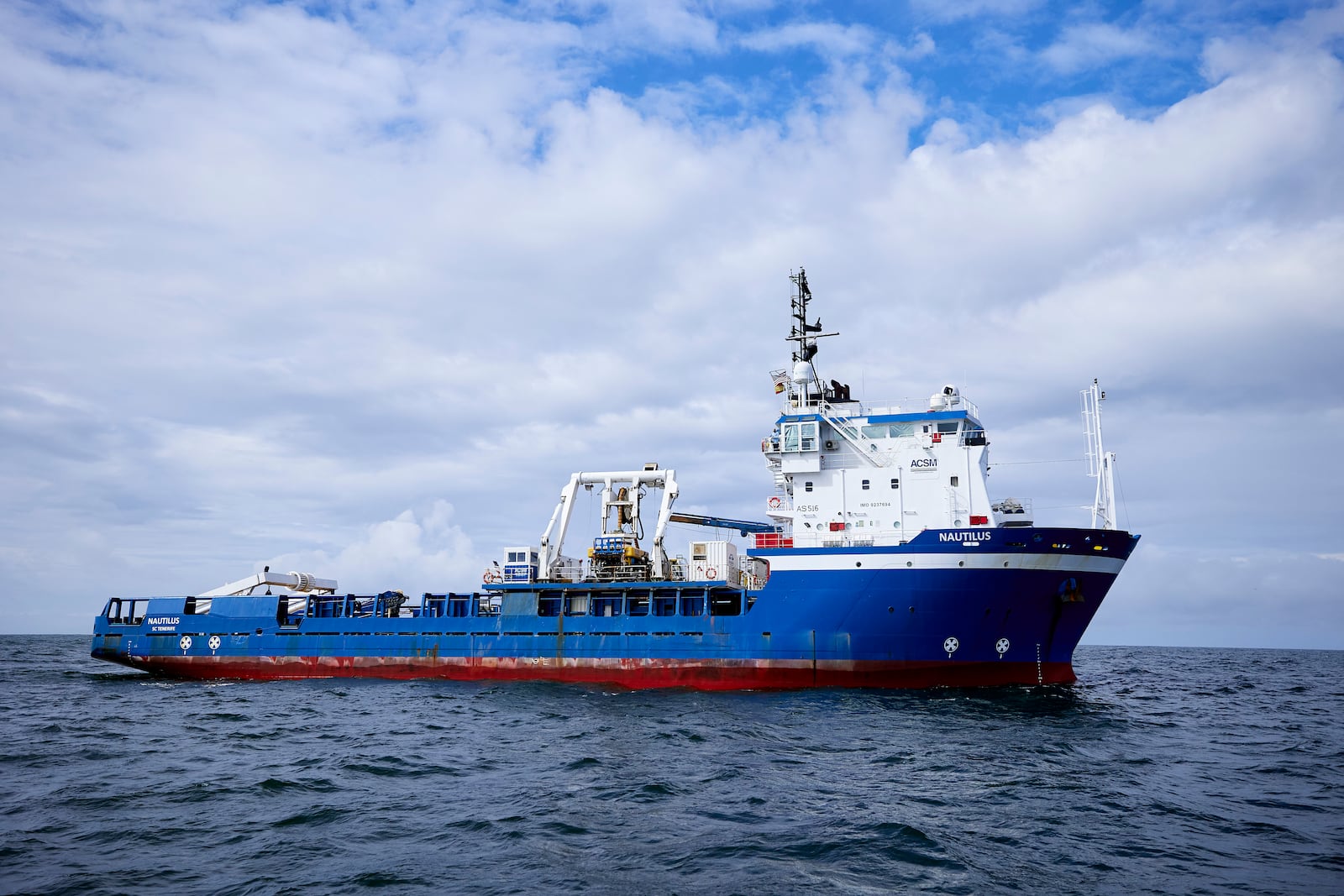 The vessel Nautilus works in the Pacific Ocean near Newport, Ore., Friday, Aug. 23, 2024, where it helped bury the subsea cables that run along the ocean floor to connect the wave energy test site to facilities on land. (AP Photo/Craig Mitchelldyer)