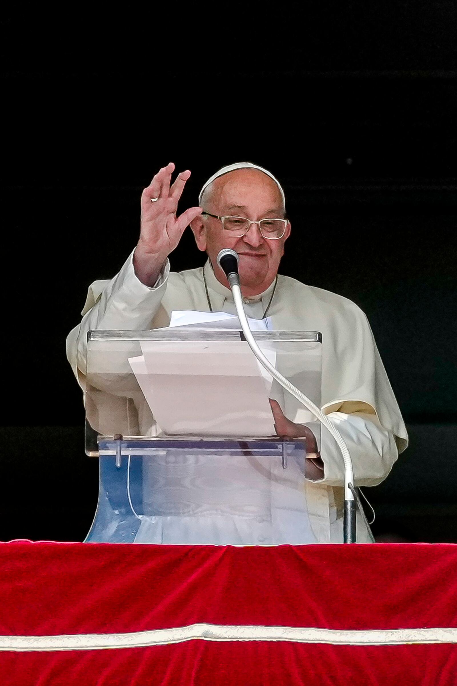 Pope Francis appears at the window of his studio for the traditional noon blessing of faithful and pilgrims gathered in St. Peter's Square at The Vatican, Thursday, Dec. 7, 2006. (AP Photo/Andrew Medichini)