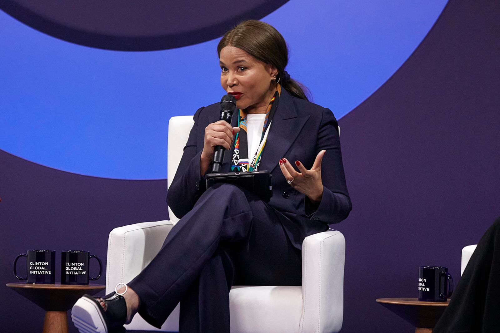 Happy Mwende Kinyili, Co-Executive Director of Mama Cash, speaks during the Clinton Global Initiative, on Monday, Sept. 23, 2024, in New York. (AP Photo/Andres Kudacki)