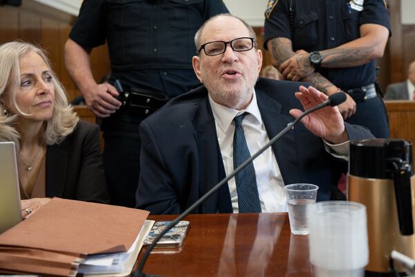 Harvey Weinstein appears in state court in Manhattan for his retrial on Thursday, May 8, 2025 in New York. (Steven Hirsch /New York Post via AP, Pool)