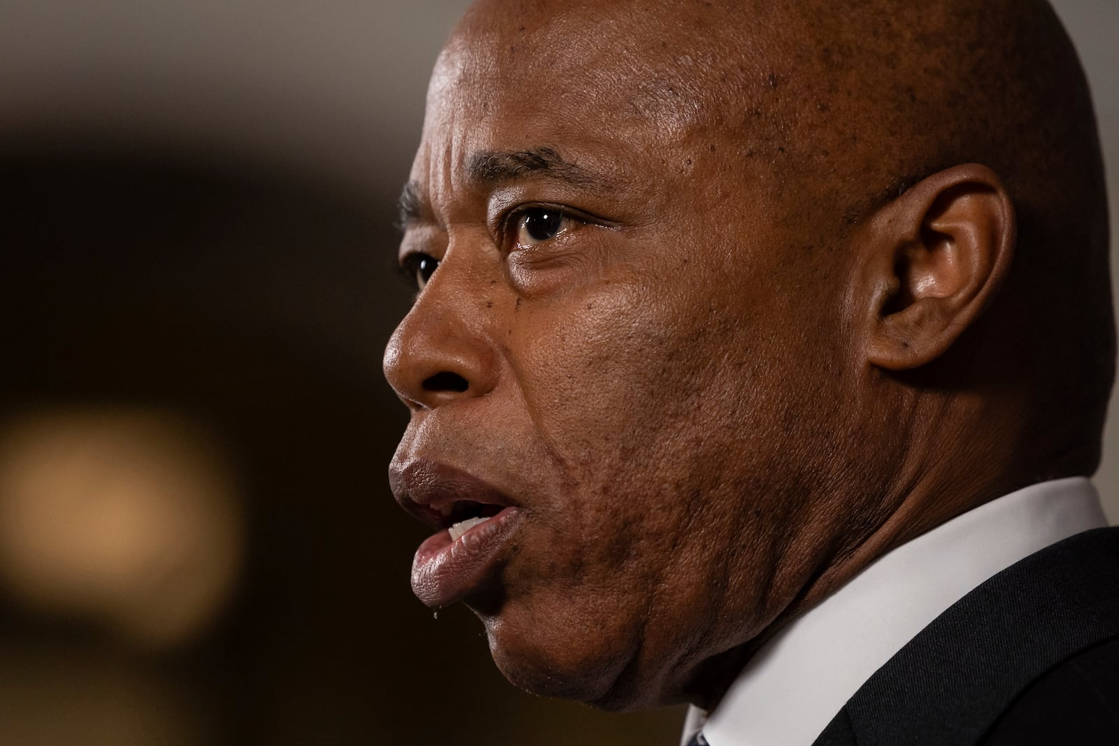 New York City Mayor Eric Adams speaks during a press conference at City Hall, Tuesday, Oct. 8, 2024, in New York. (AP Photo/Yuki Iwamura)