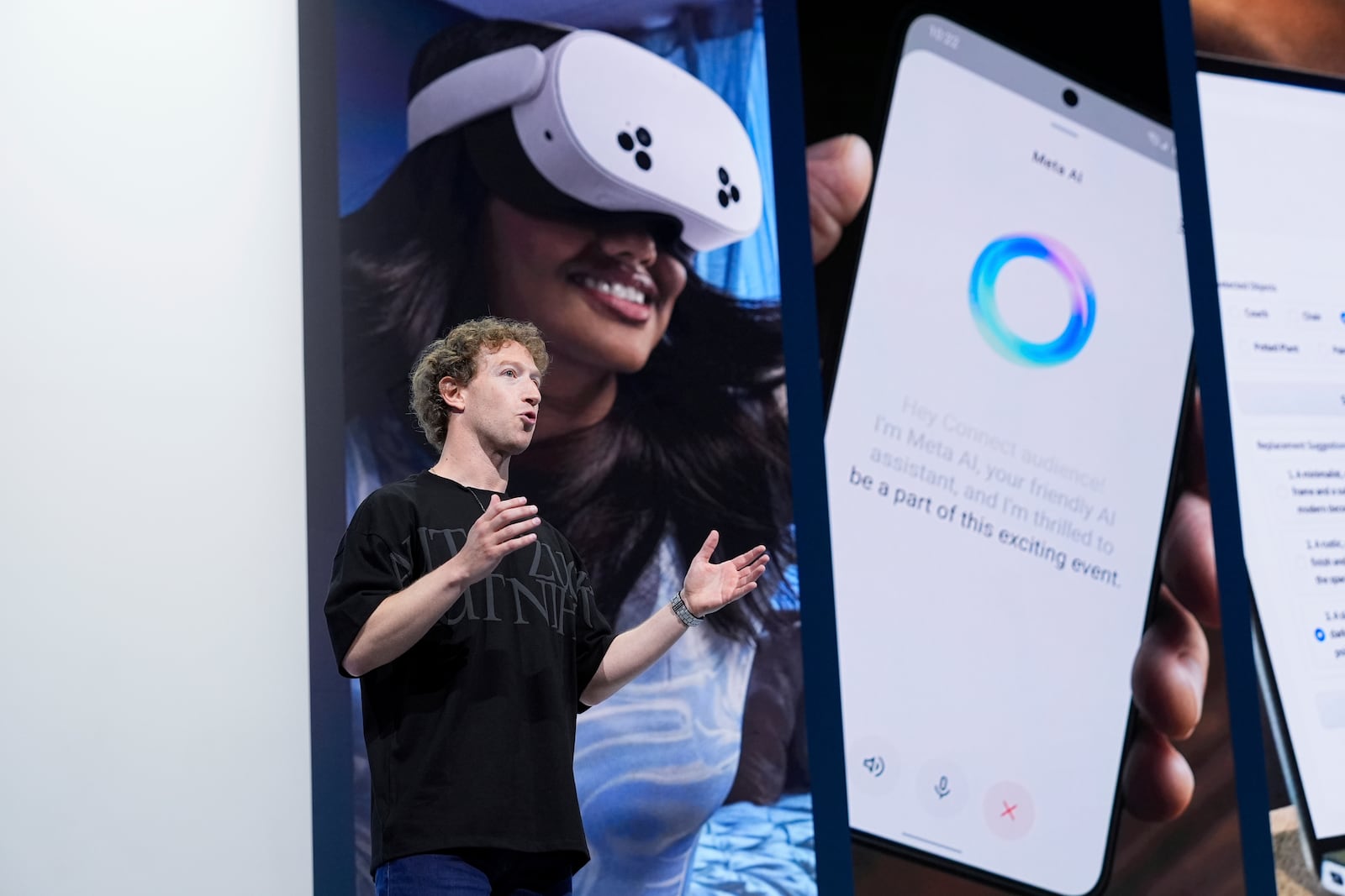 Mark Zuckerberg speaks during the Meta Connect conference Wednesday, Sept. 25, 2024, in Menlo Park, Calif. (AP Photo/Godofredo A. Vásquez)