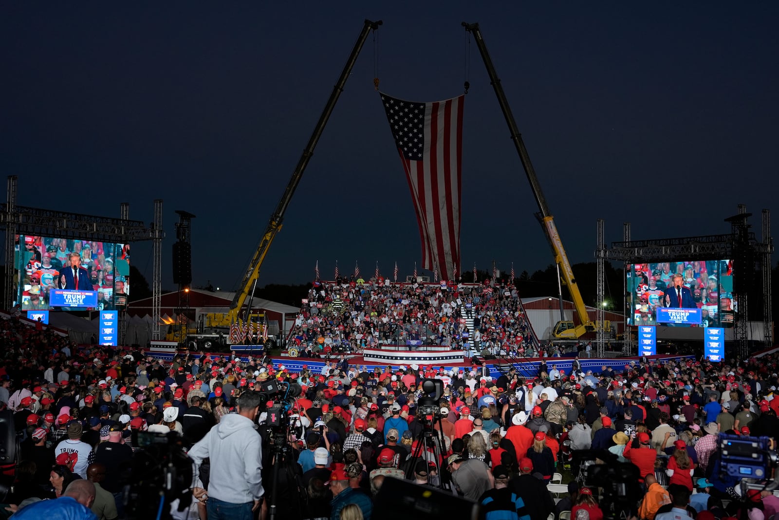 Republican presidential nominee former President Donald Trump speaks during a campaign rally at the Butler Farm Show, Saturday, Oct. 5, 2024, in Butler, Pa. (AP Photo/Julia Demaree Nikhinson)