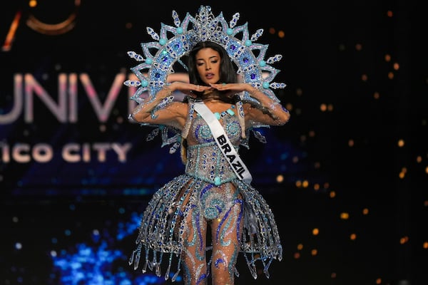 Miss Brazil Luana Cavalcante competes in the national costume competition at the Miss Universe Beauty Pageant in Mexico City, Thursday, Nov. 14, 2024. (AP Photo/Fernando Llano)