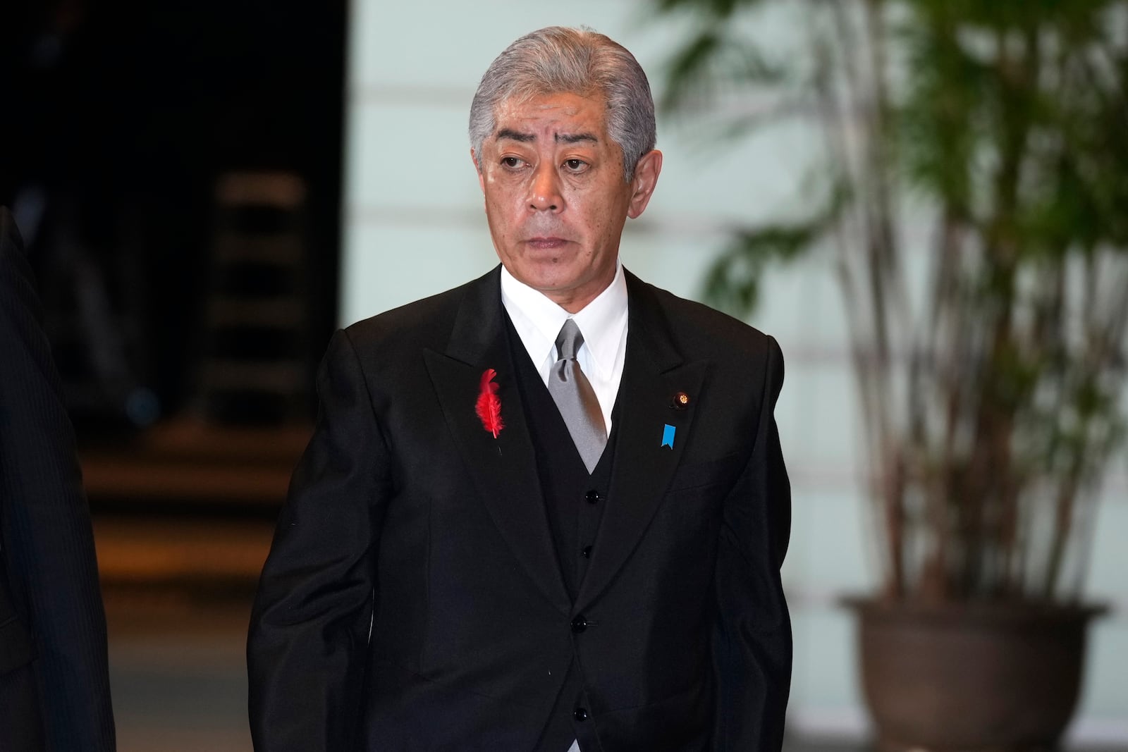 Takeshi Iwaya, newly appointed minister for Foreign Affairs, arrives at the prime minister's office Tuesday, Oct. 1, 2024, in Tokyo. (AP Photo/Hiro Komae)