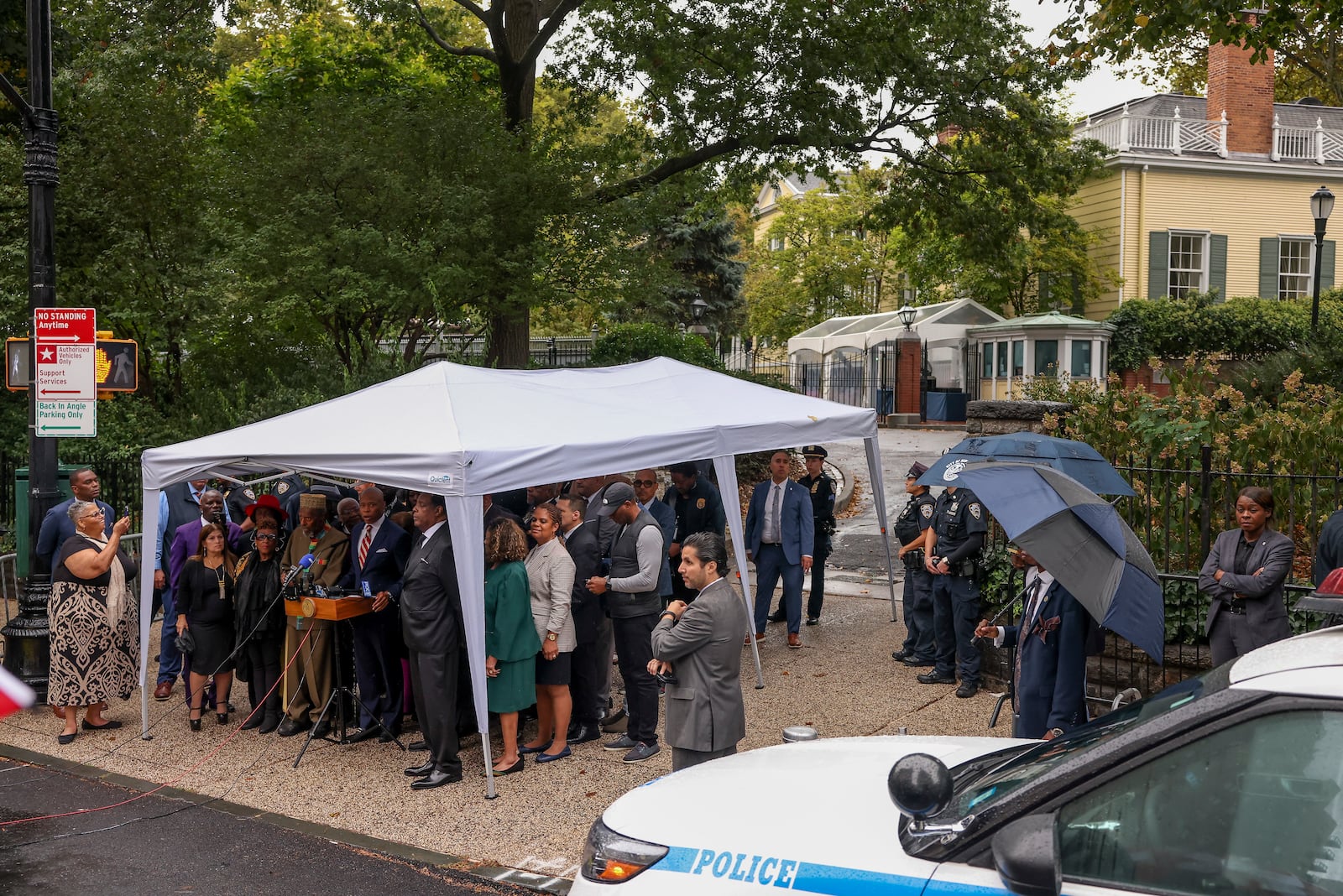 New York City Mayor Eric Adams speaks during a news conference outside Gracie Mansion, Thursday, Sept. 26, 2024, in New York. (AP Photo/Yuki Iwamura)