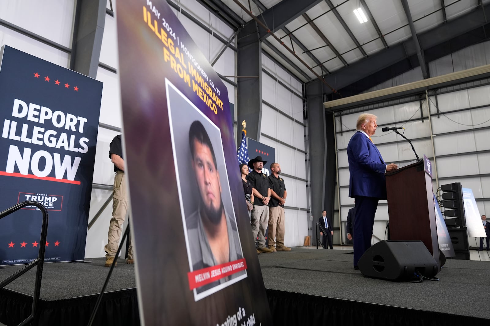 Republican presidential nominee former President Donald Trump speaks during a news conference at Austin-Bergstrom International Airport, Friday, Oct. 25, 2024, in Austin, Texas. (AP Photo/Alex Brandon)