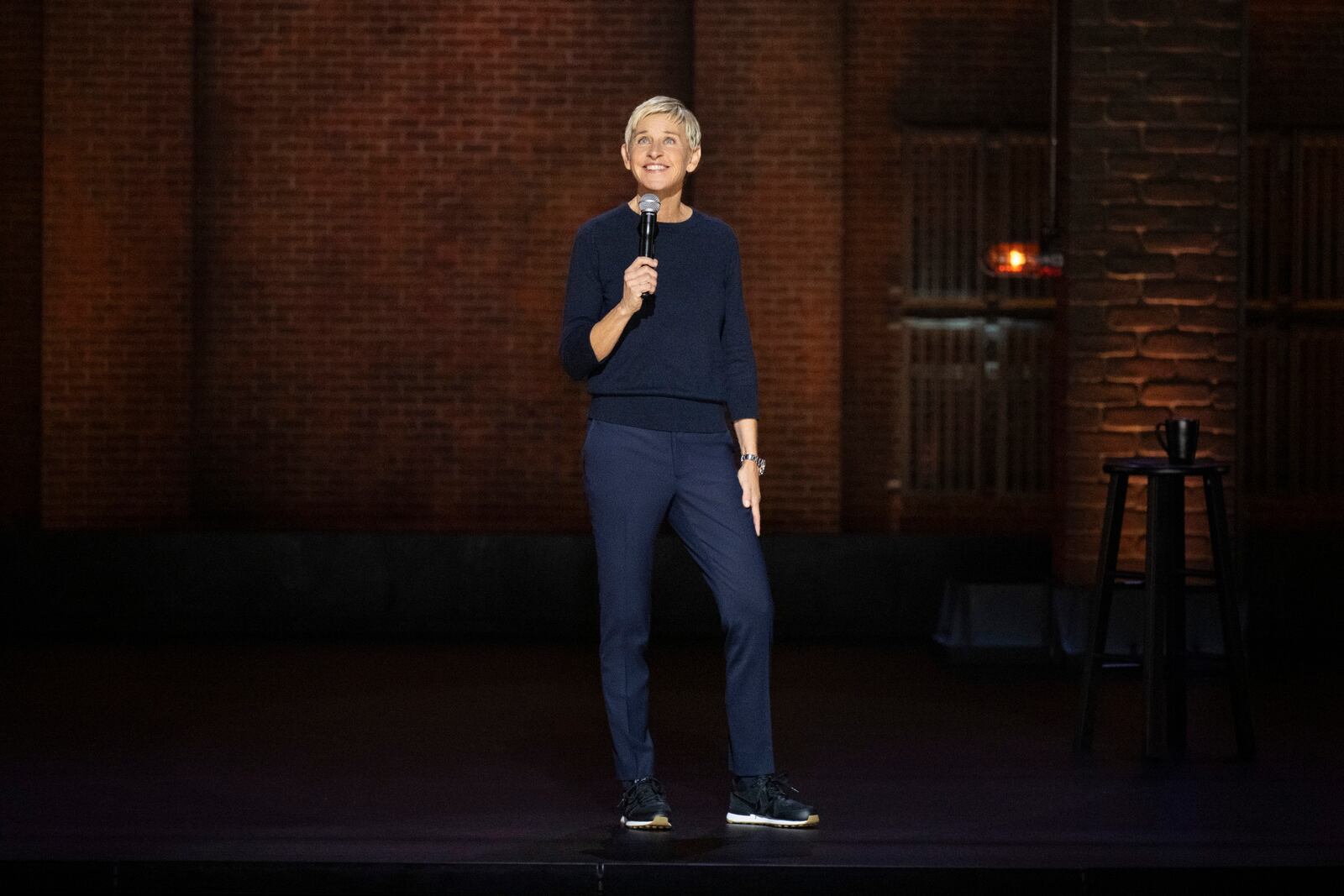 This image released by Nerflix shows Ellen DeGeneres in a scene from her comedy special "Ellen DeGeneres: For Your Approval." (Wilson Webb/Netflix via AP)