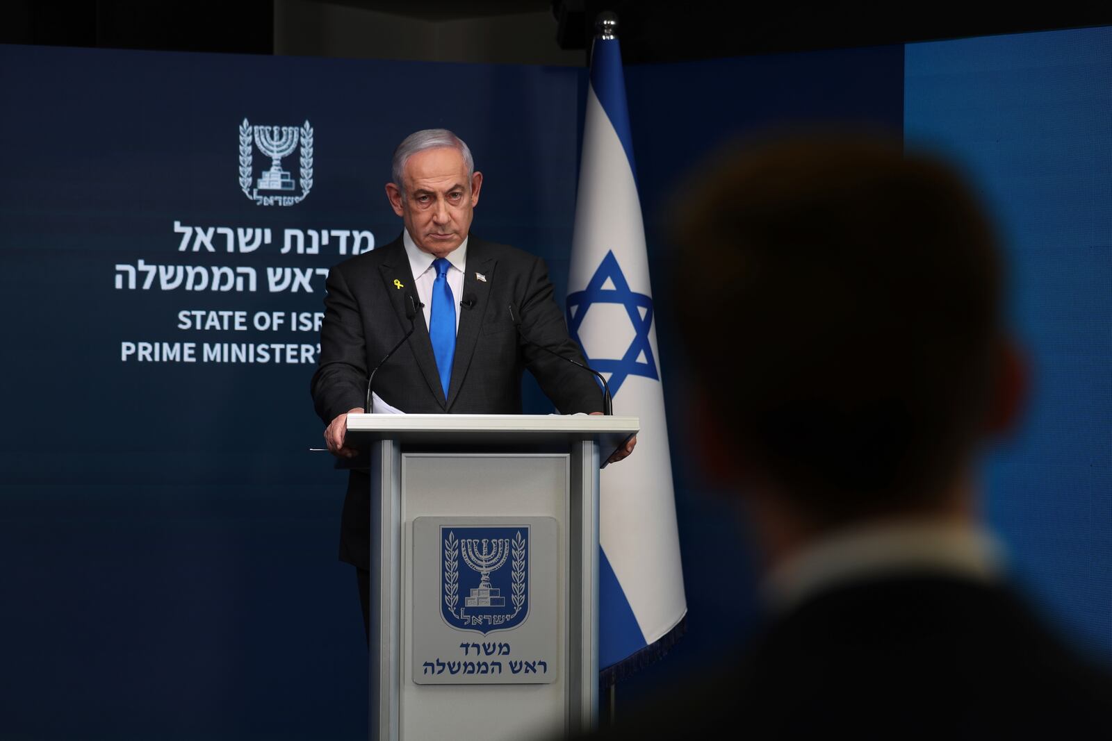 Israeli Prime Minister Benjamin Netanyahu during a press conference at the Government Press office in Jerusalem, Wednesday, Sept. 4, 2024. (Abir Sultan/Pool via AP)