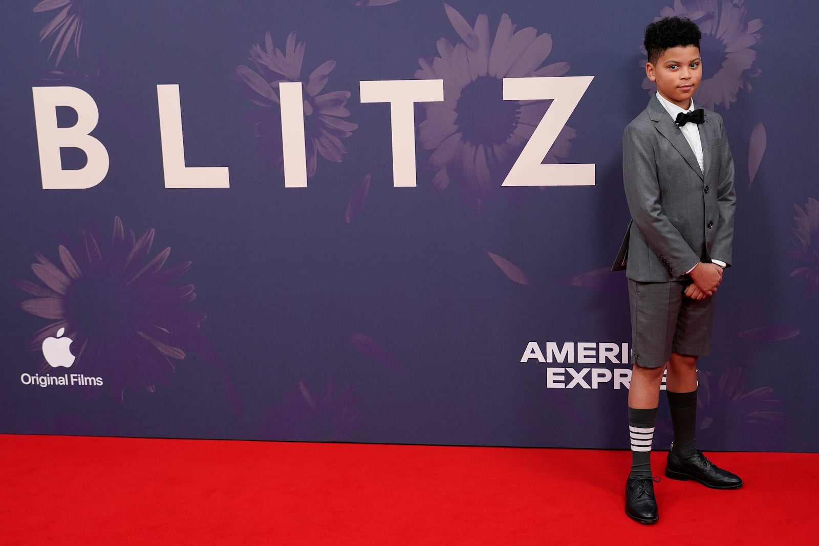 Elliott Heffernan poses for photographers upon arrival at the premiere for the film 'Blitz' and the opening gala of the London Film Festival on Wednesday, Oct. 9, 2024, in London. (Photo by Alberto Pezzali/Invision/AP)