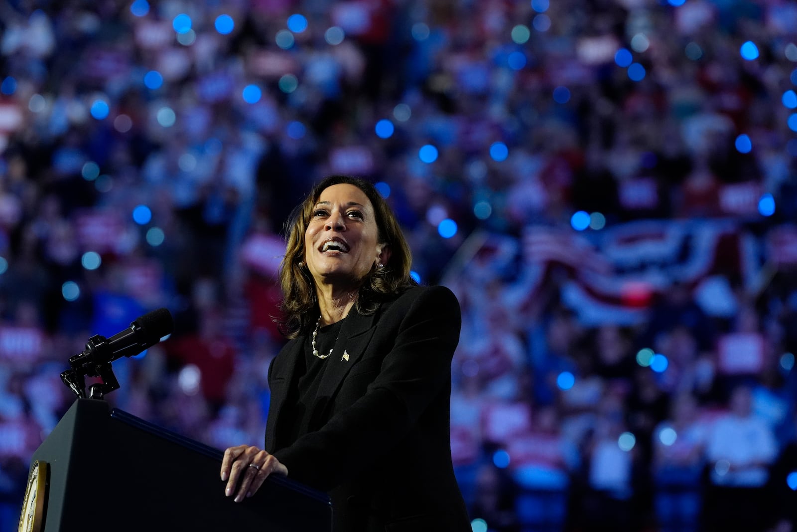 Democratic presidential nominee Vice President Kamala Harris speaks during a campaign rally at the Alliant Energy Center in Madison, Wis., Wednesday, Oct. 30, 2024. (AP Photo/Jacquelyn Martin)