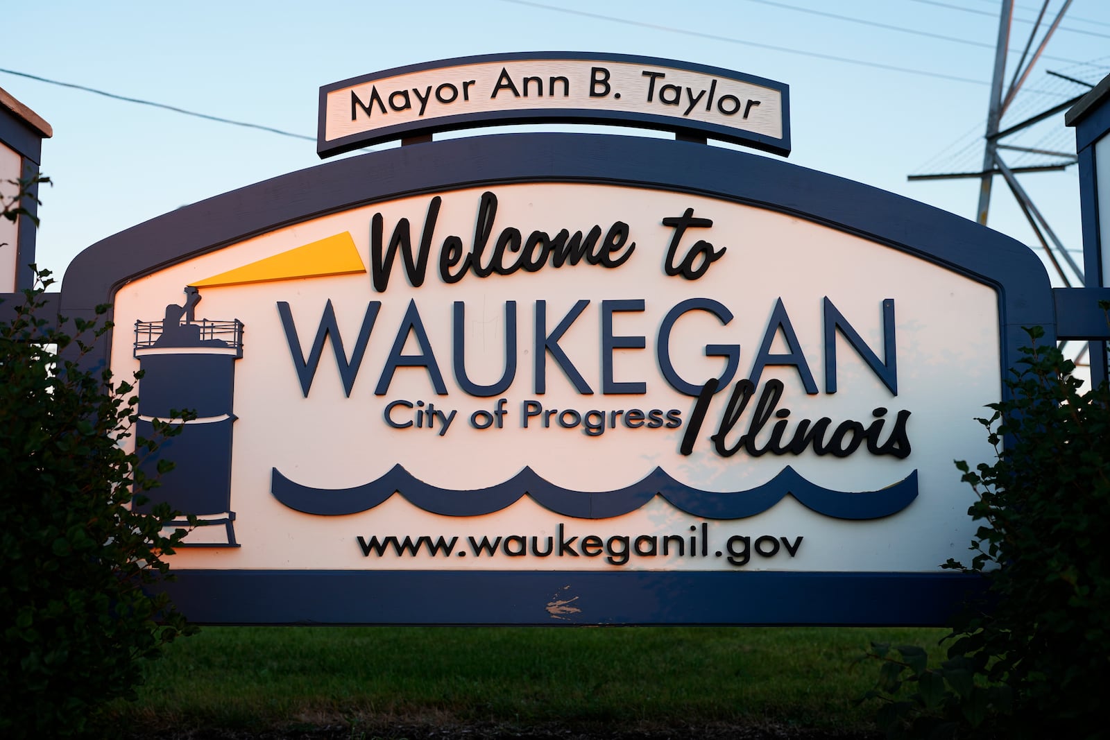 A Welcome to Waukegan City sign is seen in Waukegan, Ill., Wednesday, Sept. 25, 2024. (AP Photo/Nam Y. Huh)