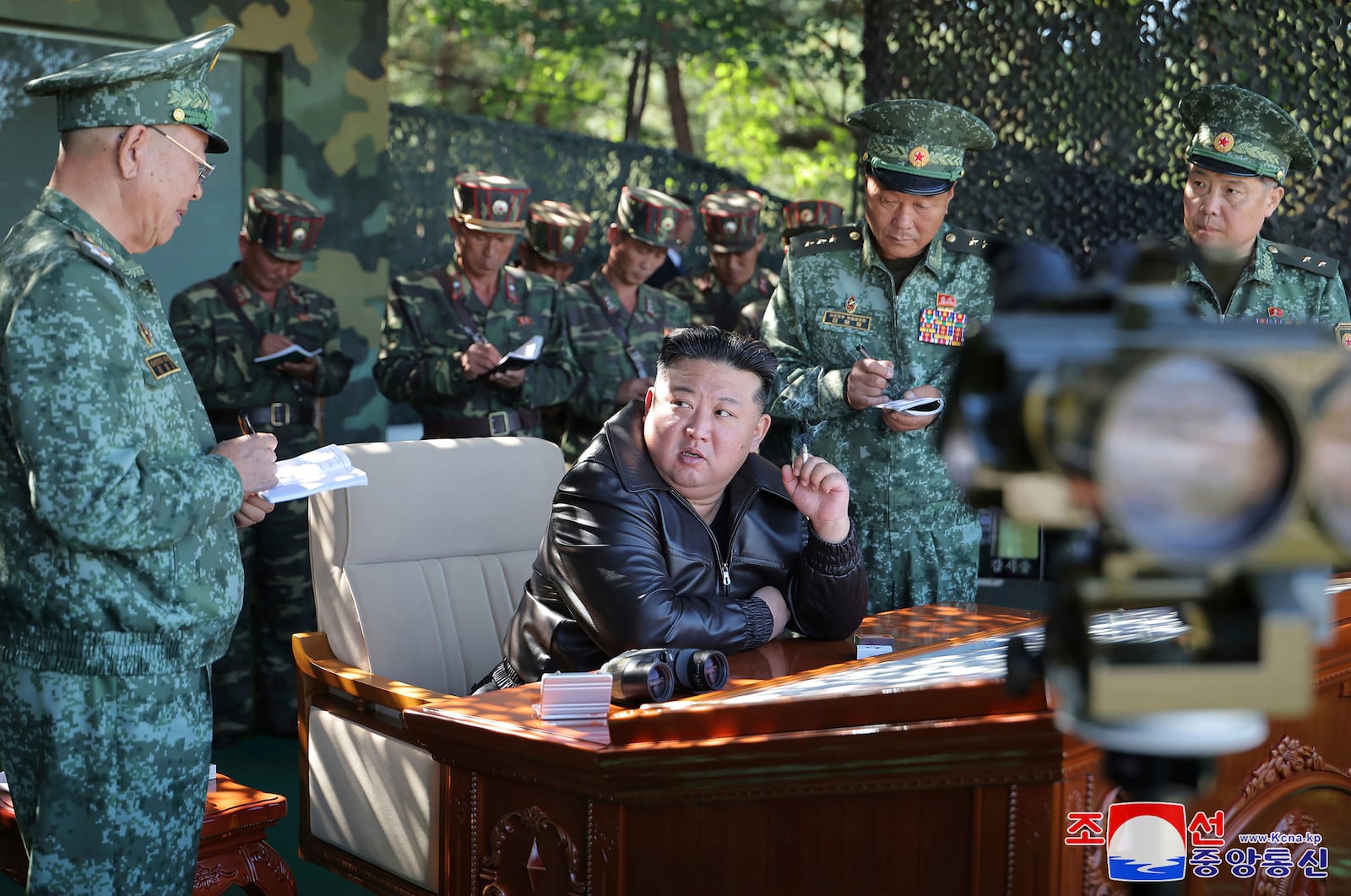 FILE - In this photo provided by the North Korean government, North Korean leader Kim Jong Un, center, visits a special operation forces unit at a western district in North Korea, Wednesday, Oct. 2, 2024. Independent journalists were not given access to cover the event depicted in this image distributed by the North Korean government. The content of this image is as provided and cannot be independently verified. Korean language watermark on image as provided by source reads: "KCNA" which is the abbreviation for Korean Central News Agency. (Korean Central News Agency/Korea News Service via AP, File)