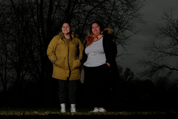 Sadie Perez, left, and her sister Amalia Perez and are seen Thursday, Nov. 28, 2024, in Wisconsin. (AP Photo/Morry Gash)