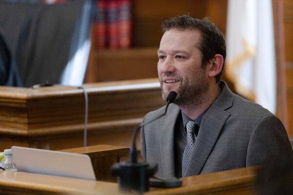 Ian Whiffin, a digital intelligence expert with Celebrite, testifies under cross-examination by the defense during Karen Read's murder retrial at Norfolk Superior Court in Dedham, Mass., on Tuesday, April 29, 2025. (Libby O'Neill/The Boston Herald via AP, Pool)