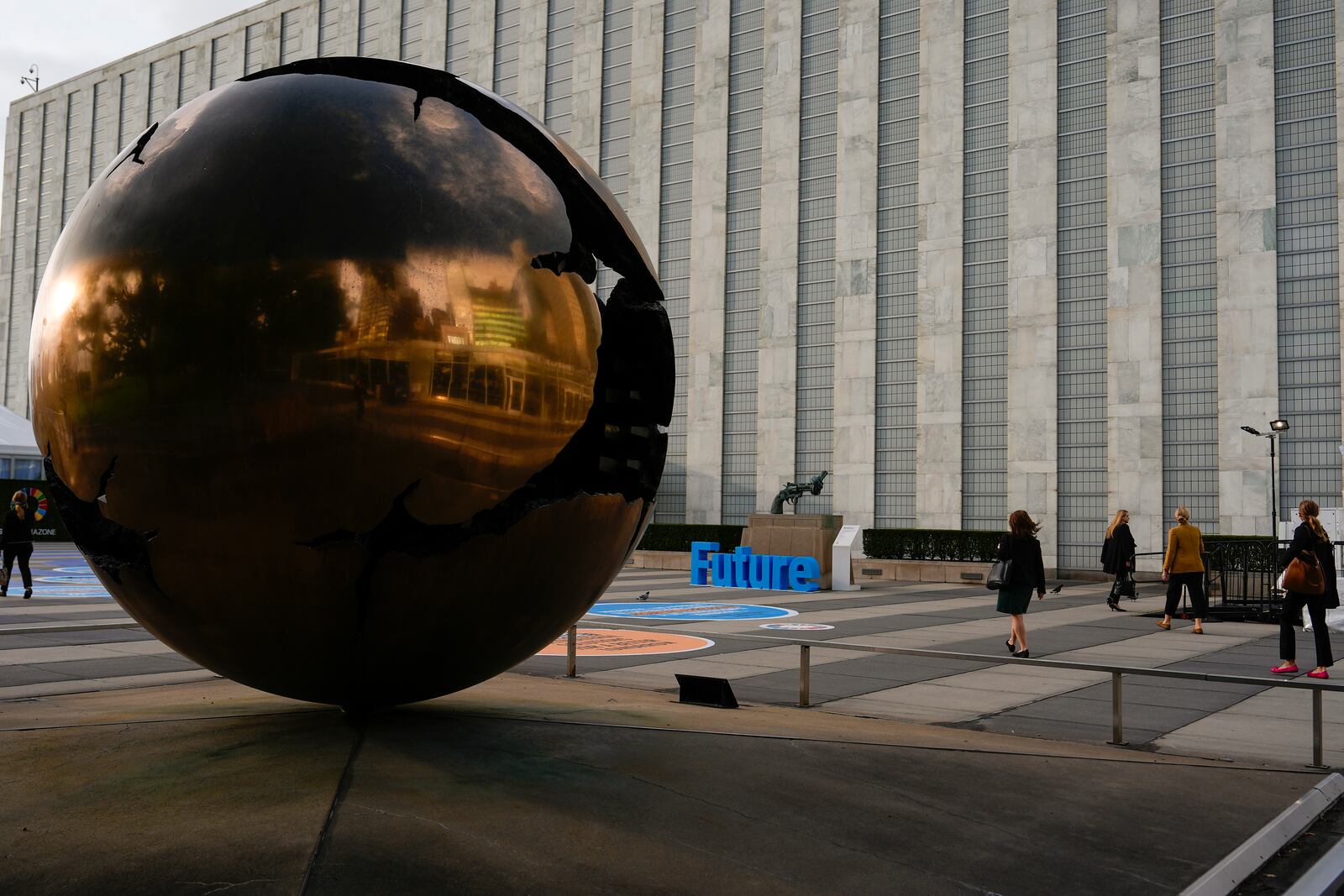 Delegates arrive for the 79th session of the United Nations General Assembly, Tuesday, Sept. 24, 2024, at UN headquarters. (AP Photo/Julia Demaree Nikhinson)