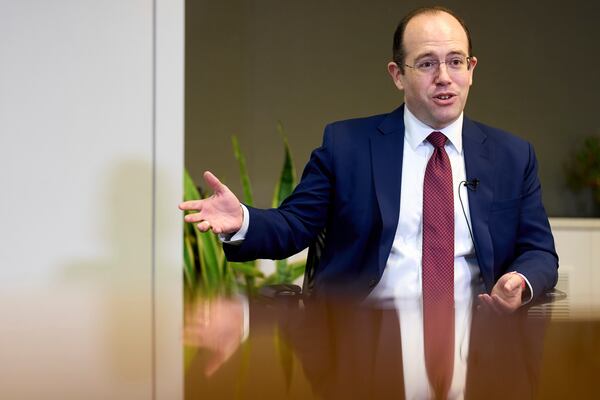 Michael Romano, former Jan. 6 prosecutor, speaks during an interview, Thursday, April 24, 2025, in Washington. (AP Photo/Jacquelyn Martin)